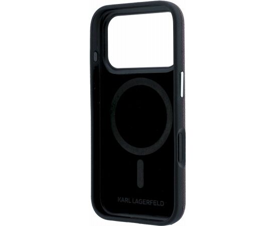 Karl Lagerfeld PU Grained Semi Wrap K&CH Heads Magsafe Case Aizsargapvalks priekš iPhone 18 Pro Max / bordo Neoriģinālie Maciņi