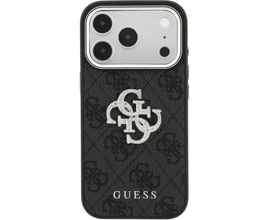Guess PU 4G Strass Metal Logo Case Aizsargapvalks priekš iPhone 18 Pro / melns Neoriģinālie Maciņi