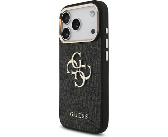 Guess PU 4G Metal Logo Strap Case Aizsargapvalks priekš iPhone 18 Pro / melns Neoriģinālie Maciņi