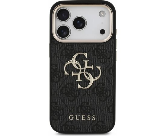 Guess PU 4G Metal Logo Strap Case Aizsargapvalks priekš iPhone 18 Pro / melns Neoriģinālie Maciņi