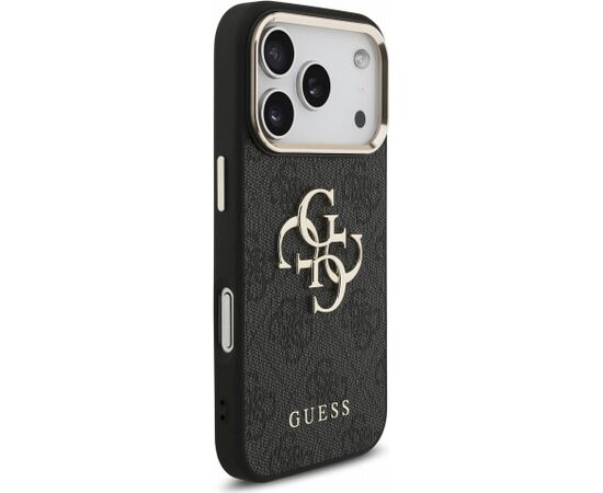 Guess PU 4G Metal Logo Strap Case Aizsargapvalks priekš iPhone 18 Pro / melns Neoriģinālie Maciņi
