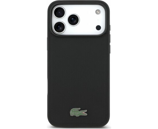 Lacoste PVC Iconic Petit Pique Metal Logo MagSafe Aizsargapvalks priekš iPhone 18 Pro Max / melns Neoriģinālie Maciņi