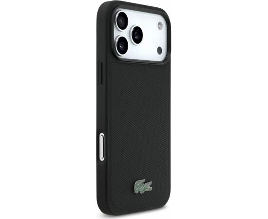 Lacoste PVC Iconic Petit Pique Metal Logo MagSafe Aizsargapvalks priekš iPhone 18 Pro Max / melns Neoriģinālie Maciņi