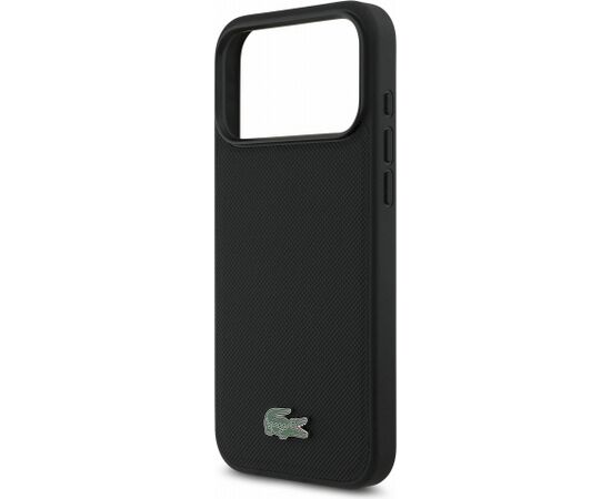 Lacoste PVC Iconic Petit Pique Metal Logo MagSafe Aizsargapvalks priekš iPhone 18 Pro Max / melns Neoriģinālie Maciņi