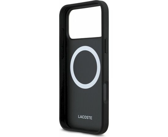 Lacoste PVC Iconic Petit Pique Metal Logo MagSafe Aizsargapvalks priekš iPhone 18 Pro Max / melns Neoriģinālie Maciņi