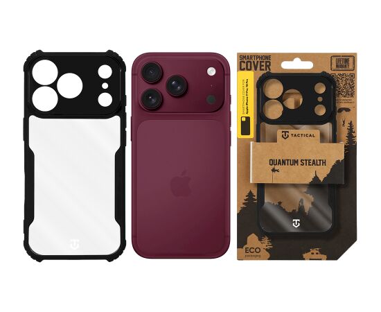 Tactical Quantum Stealth Cover Aizsargapvalks priekš Apple iPhone 17 Pro/18 Pro / caurspīdīgs/melns Neoriģinālie Maciņi