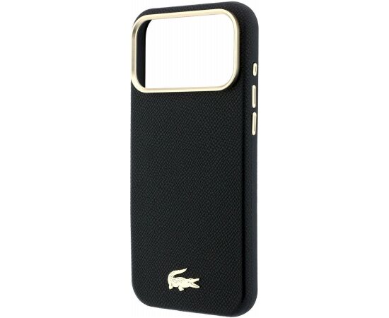 Lacoste PU Leather Champs Elysees Gold Logo MagSafe Case Aizsargapvalks priekš iPhone 18 Pro Max / melns Neoriģinālie Maciņi