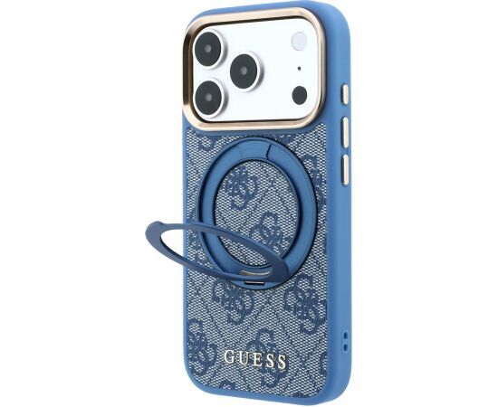 Guess PU 4G Ring Stand MagSafe Case Aizsargapvalks priekš iPhone 18 Pro / zils Neoriģinālie Maciņi