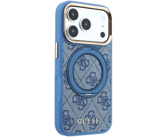 Guess PU 4G Ring Stand MagSafe Case Aizsargapvalks priekš iPhone 18 Pro / zils Neoriģinālie Maciņi