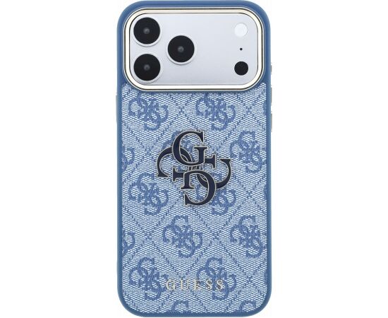 Guess PU 4G Resin Metal Logo Case Aizsargapvalks priekš iPhone 18 Pro Max / zils Neoriģinālie Maciņi