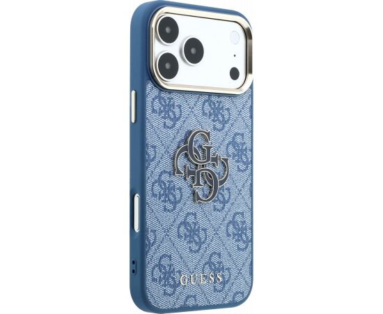 Guess PU 4G Resin Metal Logo Case Aizsargapvalks priekš iPhone 18 Pro Max / zils Neoriģinālie Maciņi