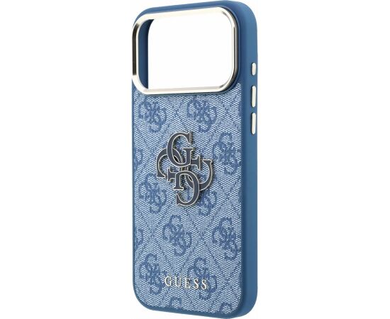 Guess PU 4G Resin Metal Logo Case Aizsargapvalks priekš iPhone 18 Pro Max / zils Neoriģinālie Maciņi
