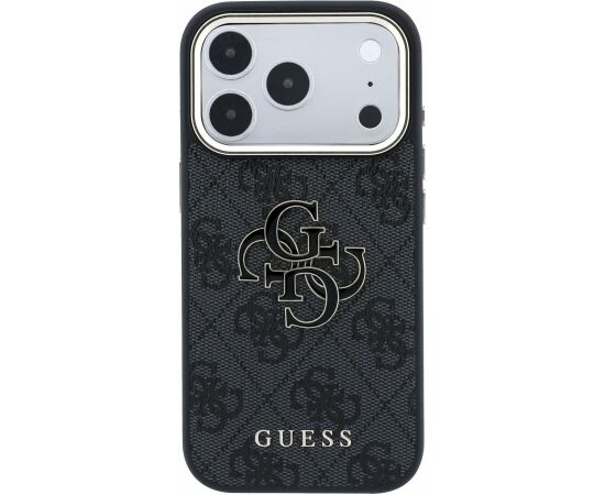 Guess PU 4G Resin Metal Logo Case Aizsargapvalks priekš iPhone 18 Pro / melns Neoriģinālie Maciņi
