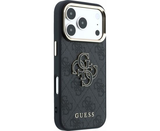 Guess PU 4G Resin Metal Logo Case Aizsargapvalks priekš iPhone 18 Pro / melns Neoriģinālie Maciņi