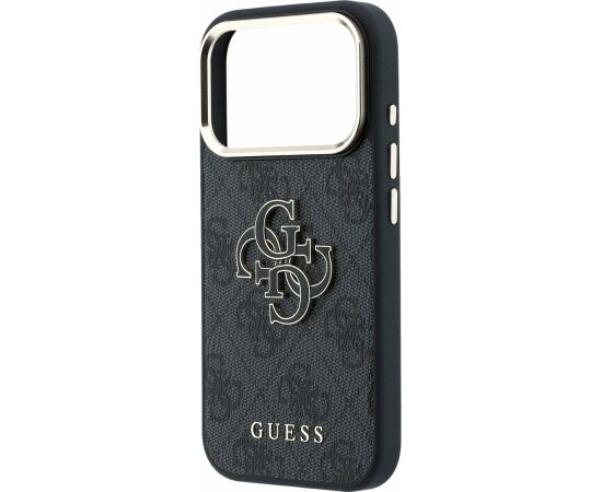 Guess PU 4G Resin Metal Logo Case Aizsargapvalks priekš iPhone 18 Pro / melns Neoriģinālie Maciņi
