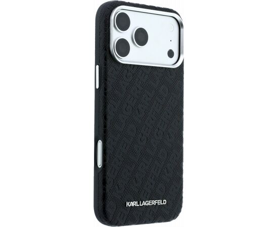 Karl Lagerfeld PU Grained Allover Semi Wrap Magsafe Case Aizsargapvalks priekš iPhone 18 Pro / melns Neoriģinālie Maciņi