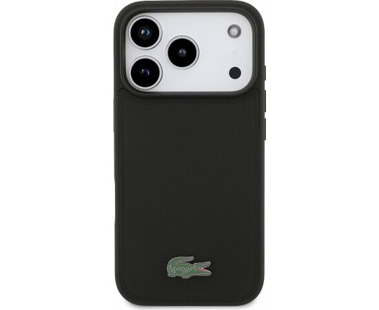 Lacoste PVC Iconic Petit Pique Metal Logo MagSafe Case Aizsargapvalks priekš iPhone 18 Pro / melns Neoriģinālie Maciņi
