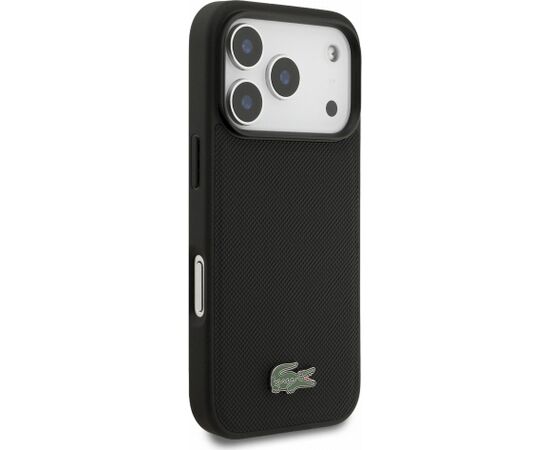 Lacoste PVC Iconic Petit Pique Metal Logo MagSafe Case Aizsargapvalks priekš iPhone 18 Pro / melns Neoriģinālie Maciņi