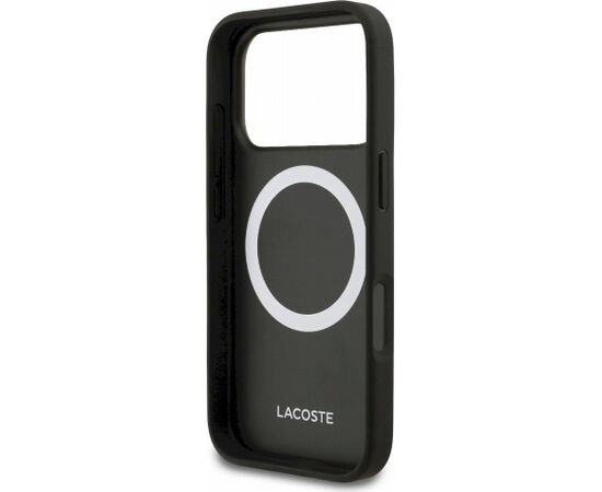 Lacoste PVC Iconic Petit Pique Metal Logo MagSafe Case Aizsargapvalks priekš iPhone 18 Pro / melns Neoriģinālie Maciņi