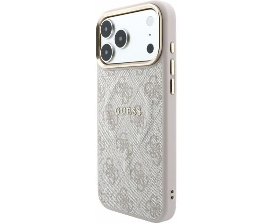 Guess PU Leather 4G Gold Frame Embossed MagSafe Case Aizsargapvalks priekš iPhone 18 Pro Max / rozā Neoriģinālie Maciņi