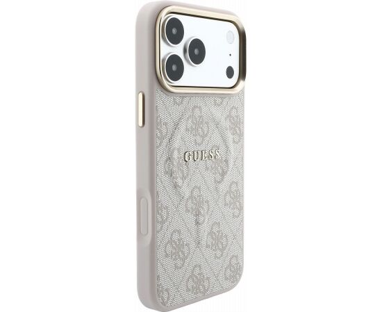 Guess PU Leather 4G Gold Frame Embossed MagSafe Case Aizsargapvalks priekš iPhone 18 Pro Max / rozā Neoriģinālie Maciņi