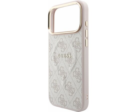 Guess PU Leather 4G Gold Frame Embossed MagSafe Case Aizsargapvalks priekš iPhone 18 Pro Max / rozā Neoriģinālie Maciņi