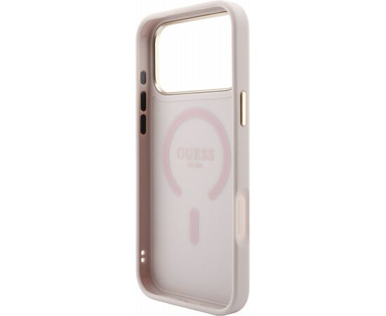 Guess PU Leather 4G Gold Frame Embossed MagSafe Case Aizsargapvalks priekš iPhone 18 Pro Max / rozā Neoriģinālie Maciņi