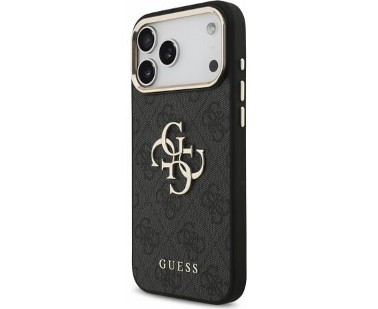 Guess PU 4G Metal Logo Strap Case Aizsargapvalks priekš iPhone 18 Pro Max / melns Neoriģinālie Maciņi