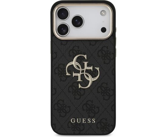 Guess PU 4G Metal Logo Strap Case Aizsargapvalks priekš iPhone 18 Pro Max / melns Neoriģinālie Maciņi
