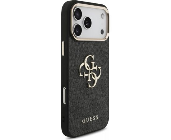 Guess PU 4G Metal Logo Strap Case Aizsargapvalks priekš iPhone 18 Pro Max / melns Neoriģinālie Maciņi