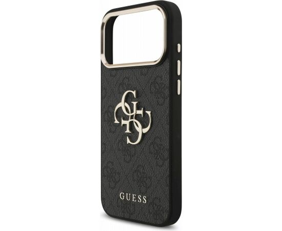 Guess PU 4G Metal Logo Strap Case Aizsargapvalks priekš iPhone 18 Pro Max / melns Neoriģinālie Maciņi