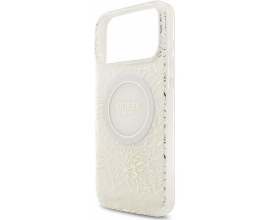 Guess IML Flowers Allover Strap MagSafe Case Aizsargapvalks priekš iPhone 18 Pro Max / balts Neoriģinālie Maciņi