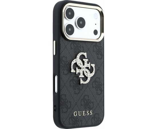 Guess PU 4G Strass Metal Logo Case Aizsargapvalks priekš iPhone 18 Pro Max / melns Neoriģinālie Maciņi