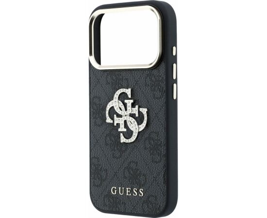 Guess PU 4G Strass Metal Logo Case Aizsargapvalks priekš iPhone 18 Pro Max / melns Neoriģinālie Maciņi