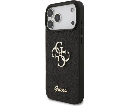Guess PU Fixed Glitter 4G Metal Logo Case Aizsargapvalks priekš iPhone 18 Pro Max / melns Neoriģinālie Maciņi