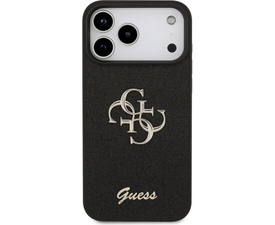 Guess PU Fixed Glitter 4G Metal Logo Case Aizsargapvalks priekš iPhone 18 Pro Max / melns Neoriģinālie Maciņi