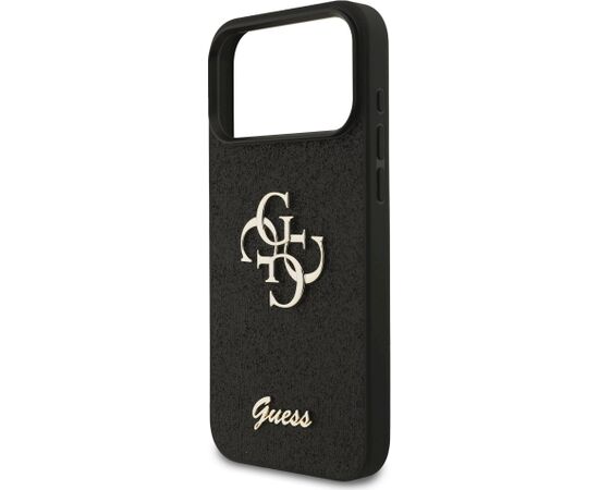 Guess PU Fixed Glitter 4G Metal Logo Case Aizsargapvalks priekš iPhone 18 Pro Max / melns Neoriģinālie Maciņi