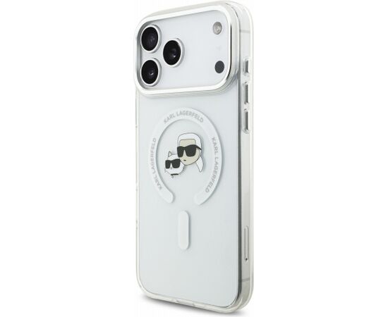 Karl Lagerfeld IML K&CH Heads Metal Frame MagSafe Case Aizsargapvalks priekš iPhone 18 Pro Max / balts Neoriģinālie Maciņi