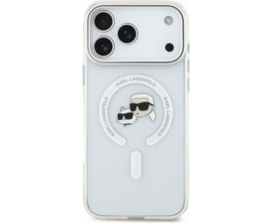 Karl Lagerfeld IML K&CH Heads Metal Frame MagSafe Case Aizsargapvalks priekš iPhone 18 Pro Max / balts Neoriģinālie Maciņi