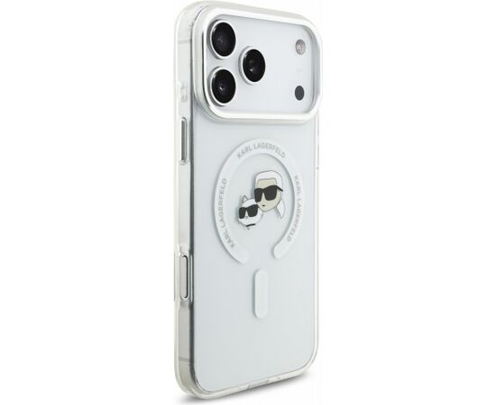 Karl Lagerfeld IML K&CH Heads Metal Frame MagSafe Case Aizsargapvalks priekš iPhone 18 Pro Max / balts Neoriģinālie Maciņi
