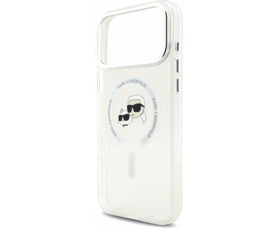 Karl Lagerfeld IML K&CH Heads Metal Frame MagSafe Case Aizsargapvalks priekš iPhone 18 Pro Max / balts Neoriģinālie Maciņi