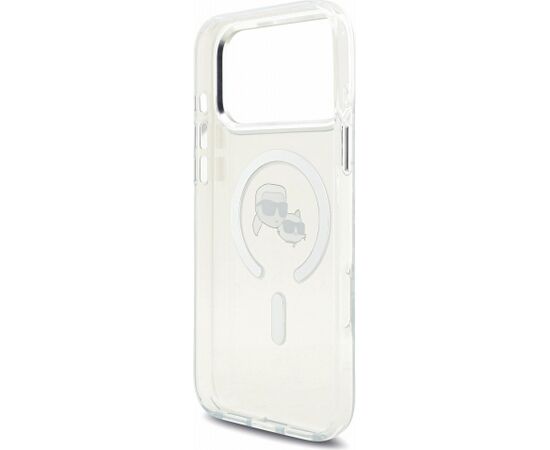 Karl Lagerfeld IML K&CH Heads Metal Frame MagSafe Case Aizsargapvalks priekš iPhone 18 Pro Max / balts Neoriģinālie Maciņi