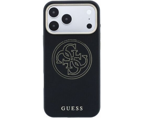 Guess PU Semi Wrap Perforated 4G Logo MagSafe Case Aizsargapvalks priekš iPhone 18 Pro / melns Neoriģinālie Maciņi
