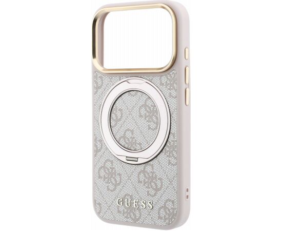 Guess PU 4G Ring Stand MagSafe Case Aizsargapvalks priekš iPhone 18 Pro Max / rozā Neoriģinālie Maciņi