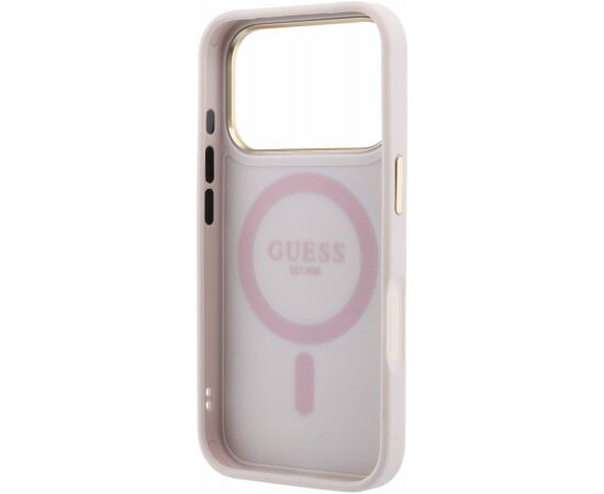 Guess PU 4G Ring Stand MagSafe Case Aizsargapvalks priekš iPhone 18 Pro Max / rozā Neoriģinālie Maciņi