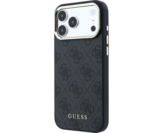 Guess PU Leather 4G Gold Frame MagSafe Case Aizsargapvalks priekš iPhone 18 Pro / melns Neoriģinālie Maciņi