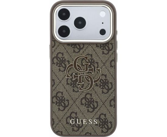 Guess PU 4G Resin Metal Logo Case Aizsargapvalks priekš iPhone 18 Pro Max / brūns Neoriģinālie Maciņi