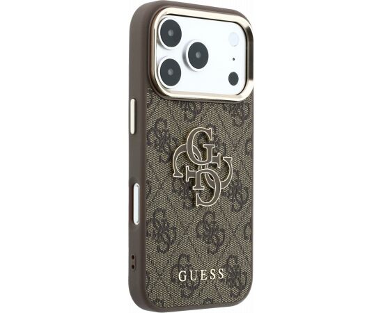 Guess PU 4G Resin Metal Logo Case Aizsargapvalks priekš iPhone 18 Pro Max / brūns Neoriģinālie Maciņi
