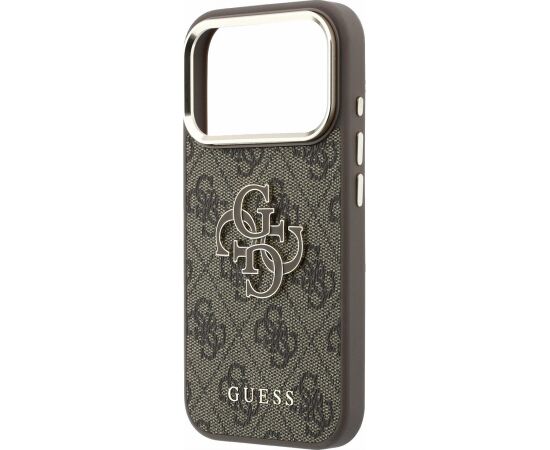 Guess PU 4G Resin Metal Logo Case Aizsargapvalks priekš iPhone 18 Pro Max / brūns Neoriģinālie Maciņi