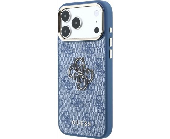 Guess PU 4G Resin Metal Logo Case Aizsargapvalks priekš iPhone 18 Pro / zils Neoriģinālie Maciņi